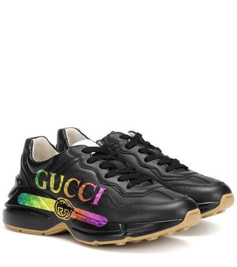 rhyton gucci print leather sneaker|rhyton Gucci black snakeskin.